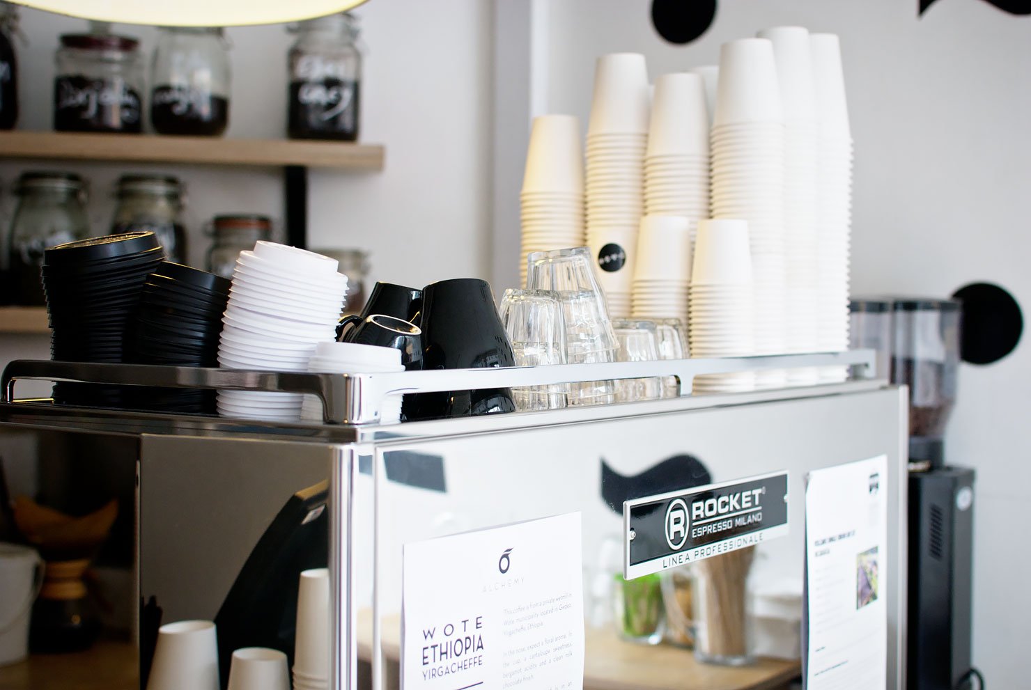 Interior and coffee machine at Drink, Shop & Dash - a new specialty coffee bar in King